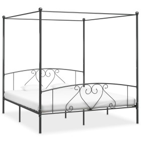 Estructura de cama con dosel metal gris 200x200