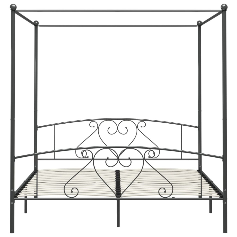 Estructura de cama con dosel metal gris 200x200
