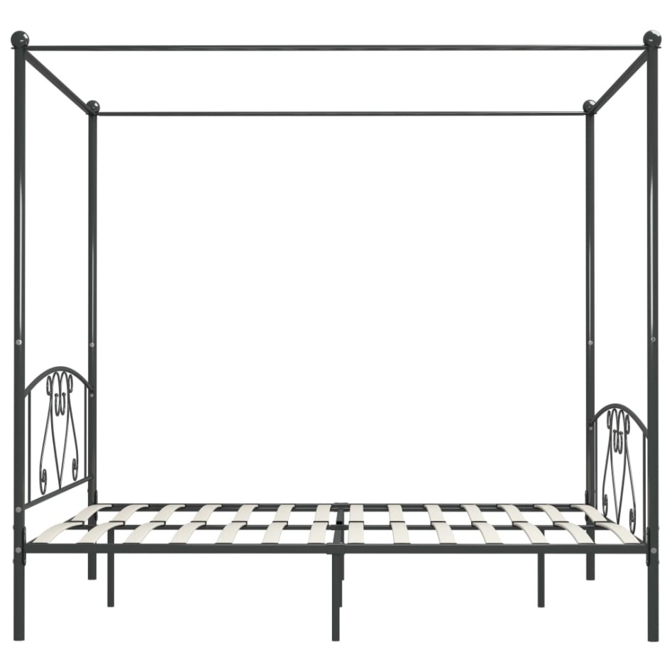Estructura de cama con dosel metal gris 200x200