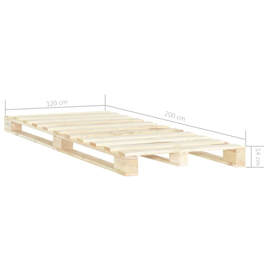 Estructura de cama de palés madera maciza de pino 120x200