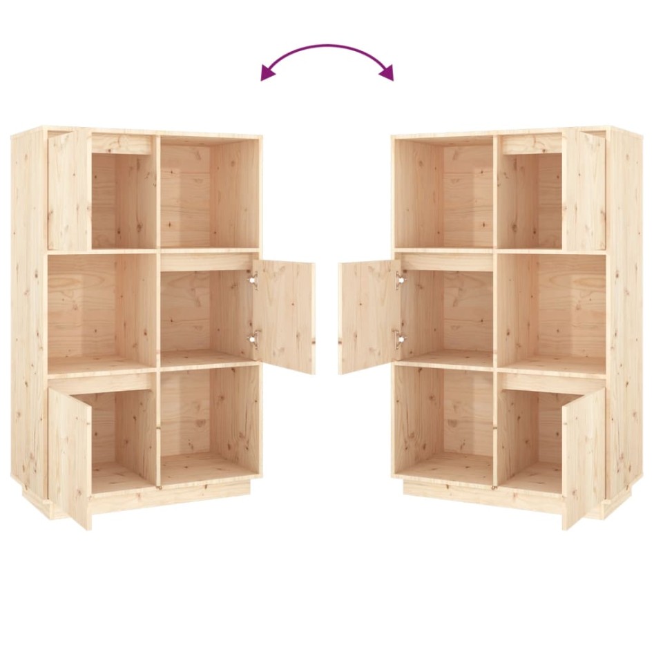 Aparador alto de madera maciza de pino 74x35x117