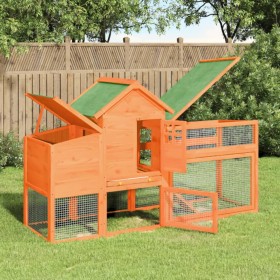 Gallinero madera maciza de pino marrón 186,5x58,5x113