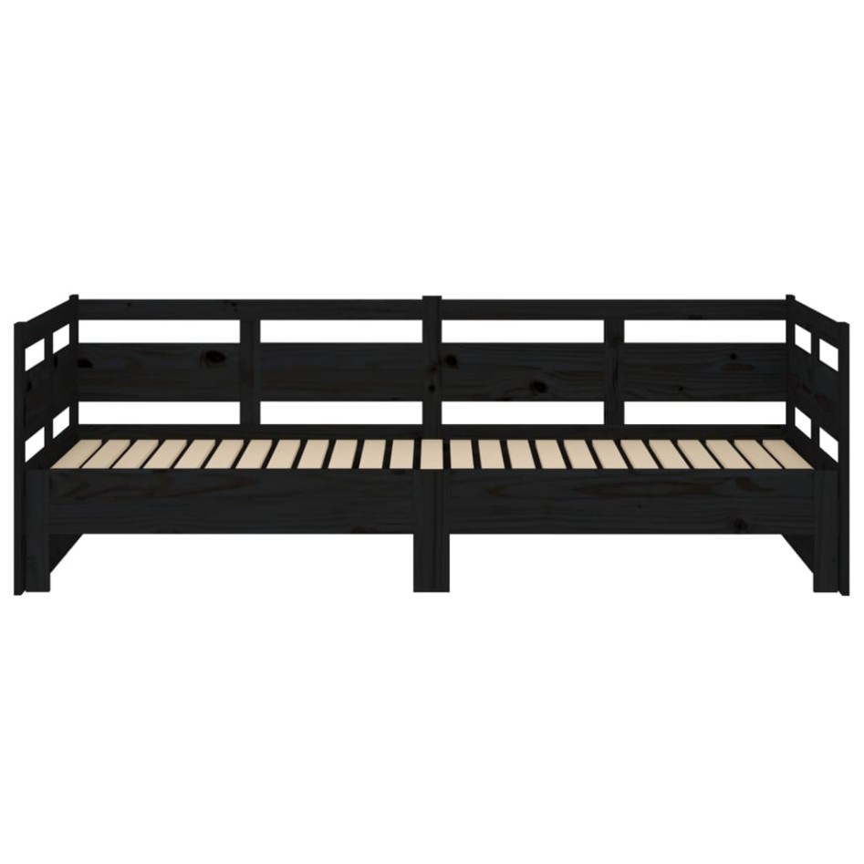 Sofá cama extraíble madera maciza de pino negro 2x(90x200)