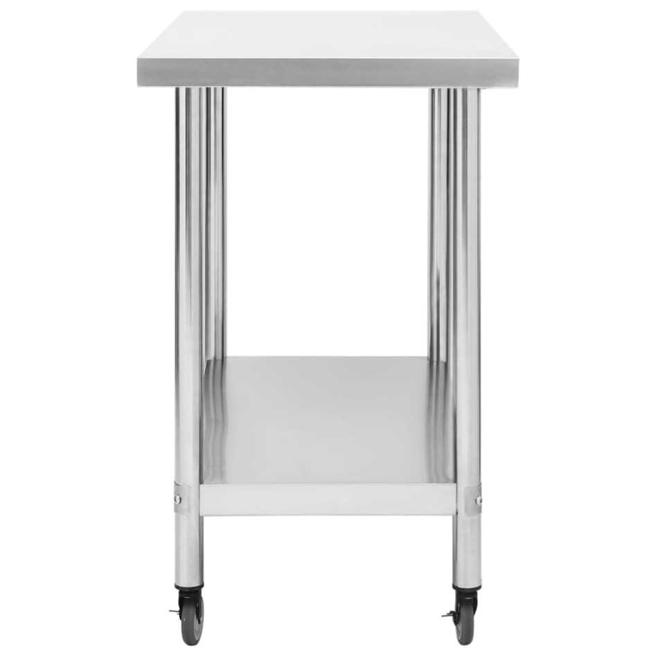 Mesa de trabajo para cocina con ruedas acero inox 100x30x85