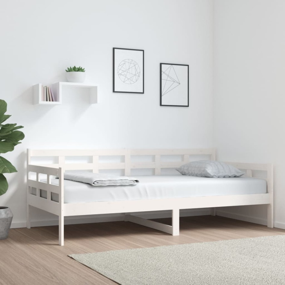 Sofá cama madera maciza de pino blanco 90x190