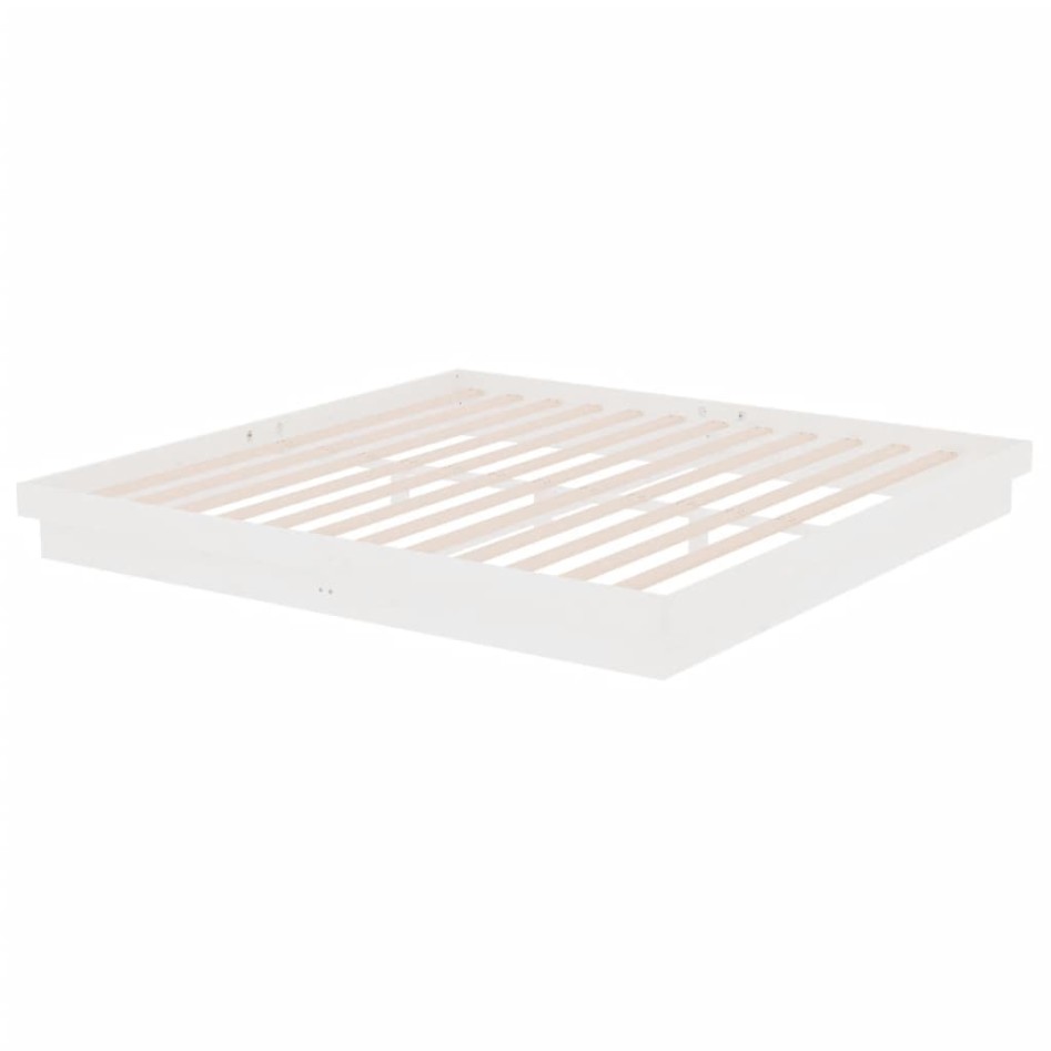 Estructura de cama madera maciza blanca 200x200