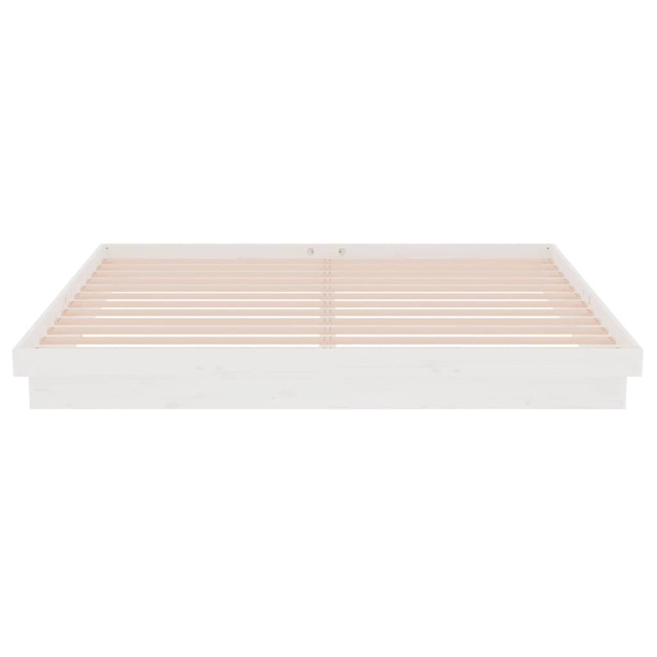 Estructura de cama madera maciza blanca 200x200
