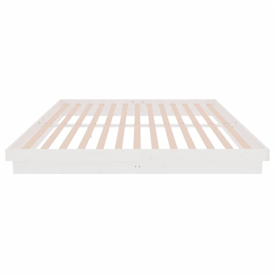 Estructura de cama madera maciza blanca 200x200