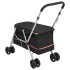Cochecito para perros plegable tela lino negro 100x49x96