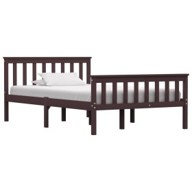 Estructura de cama madera maciza pino marrón oscuro 120x200