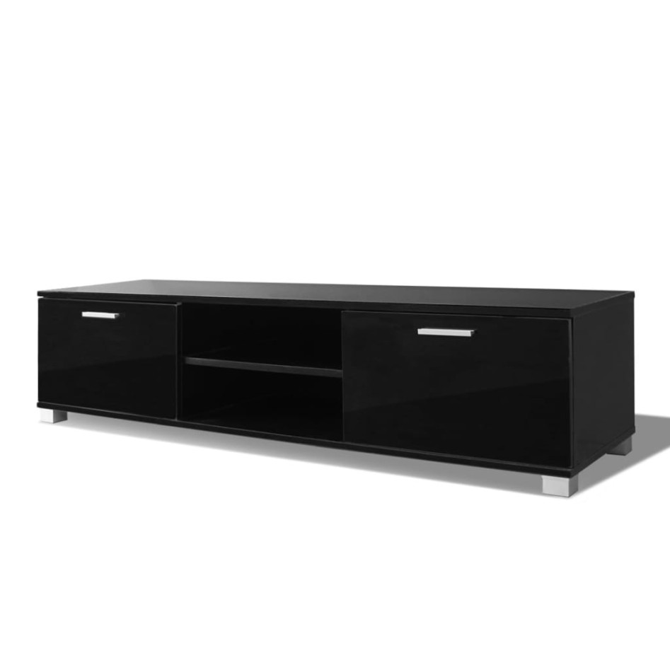 Mueble de TV negro brillo 140x40,5x35