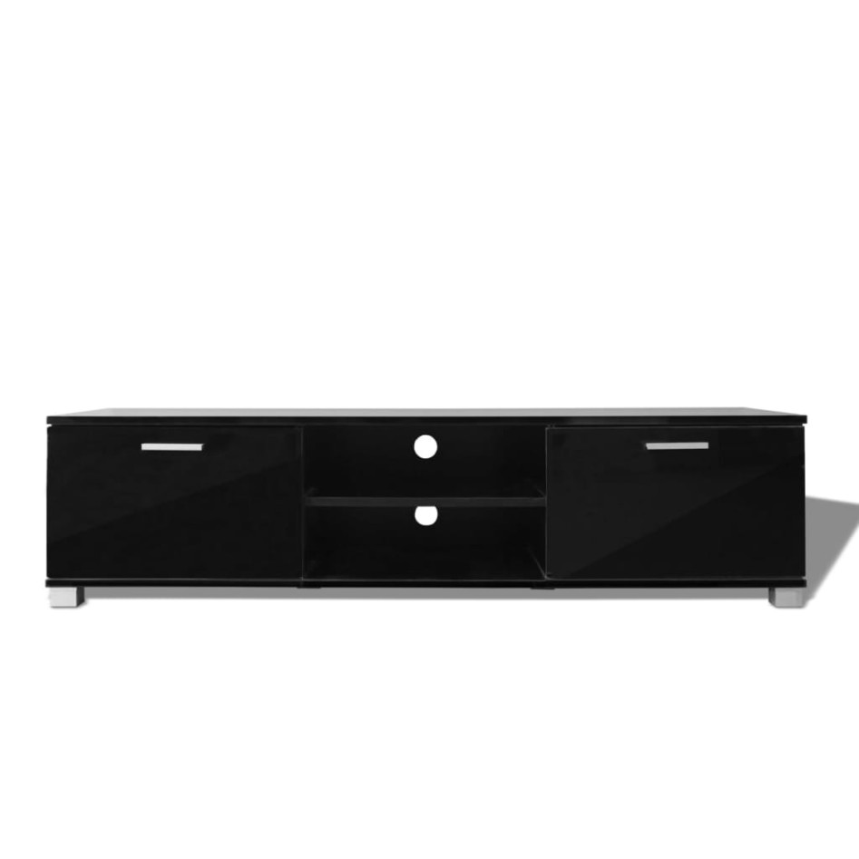 Mueble de TV negro brillo 140x40,5x35