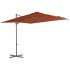 Sombrilla voladiza con poste de acero terracota 250x250