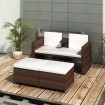 Set muebles de jardín 4 piezas y cojines ratán sintético marrón
