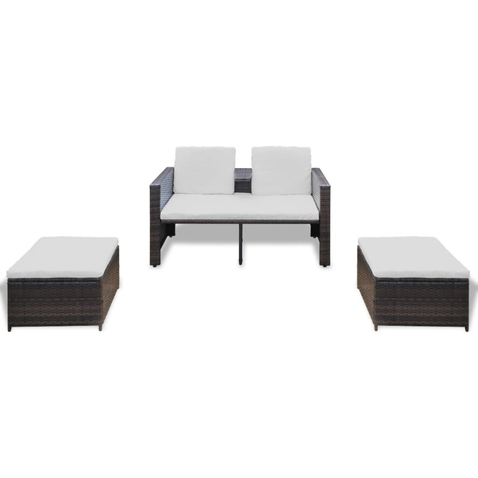 Set muebles de jardín 4 piezas y cojines ratán sintético