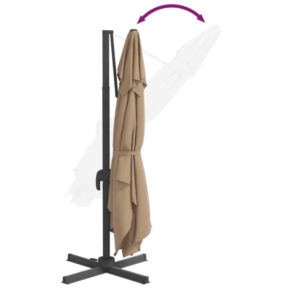 Sombrilla voladiza con LEDs gris taupé 400x300