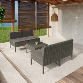 Set de muebles de jardín 5 pzas y cojines ratán sintético
