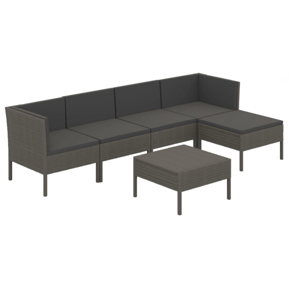 Set de muebles de jardín 6 pzas y cojines ratán sintético