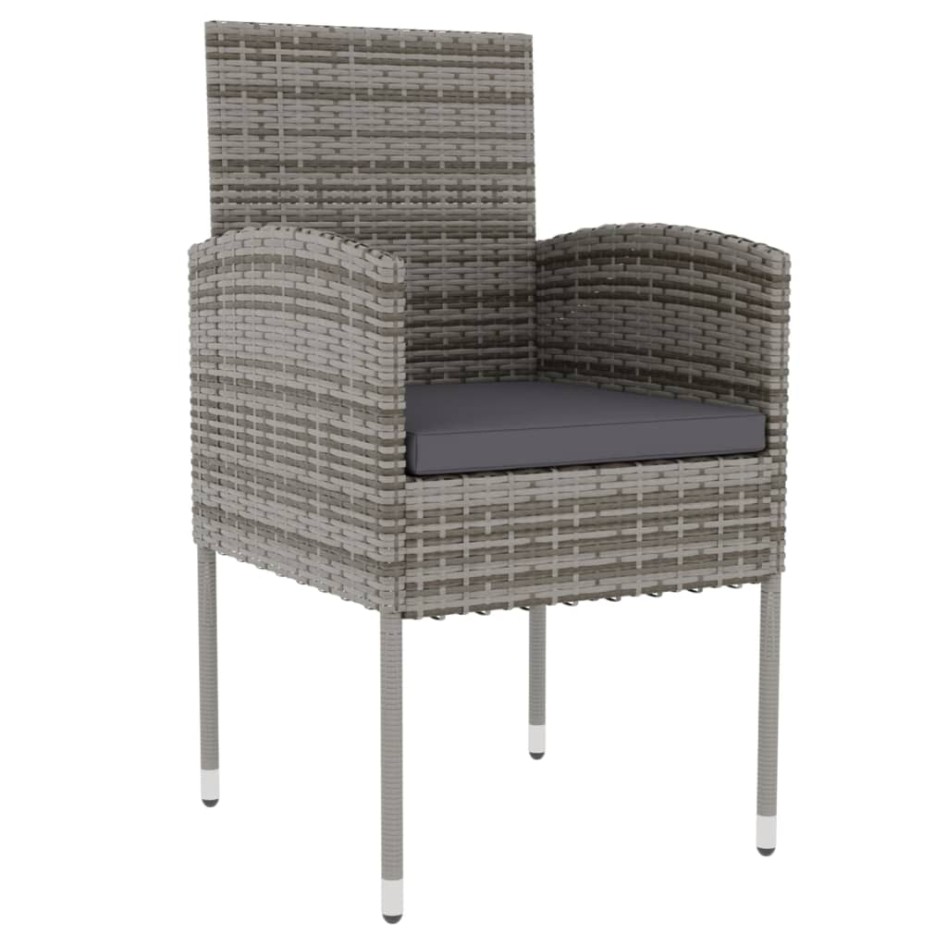 Juego de comedor jardín 3 piezas ratán sintético gris