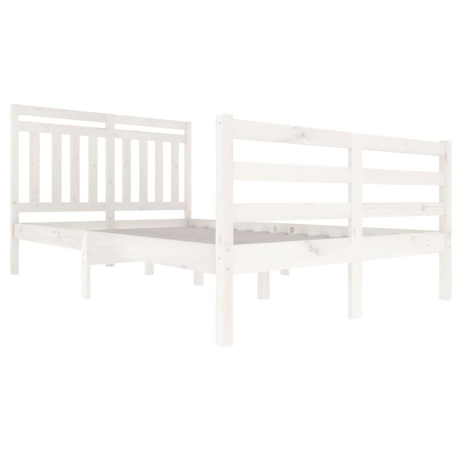 Estructura de cama madera maciza blanca 120x200