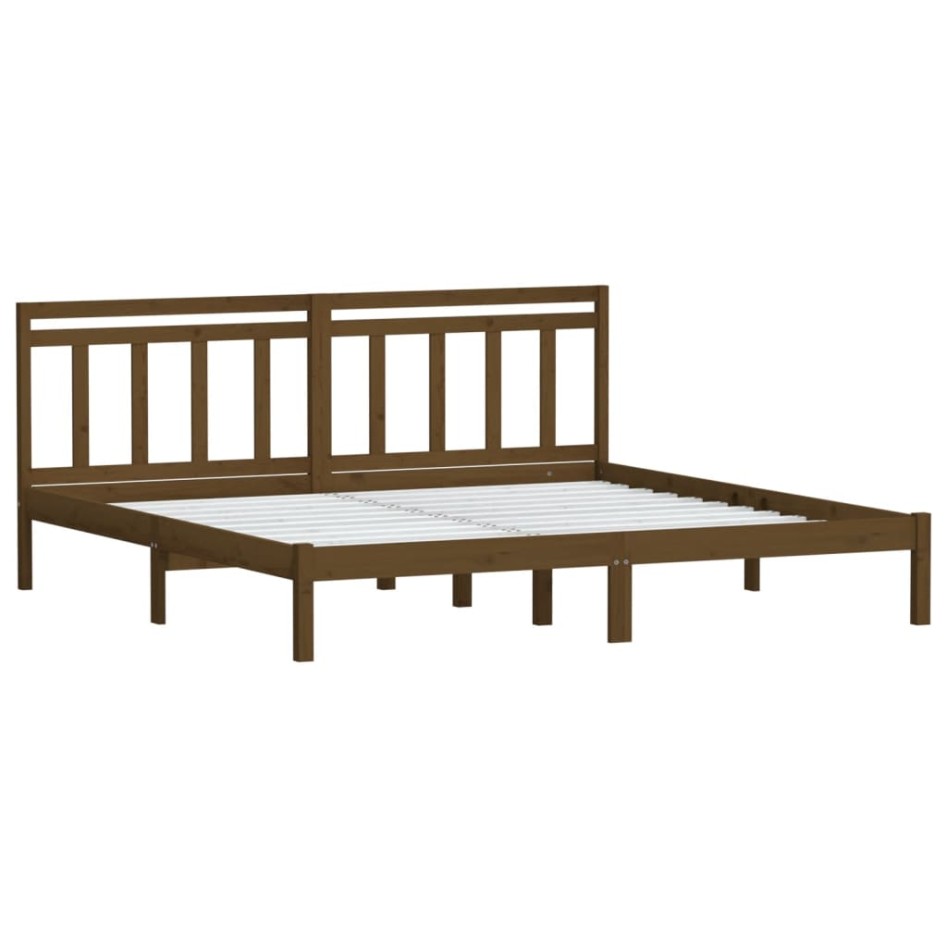 Estructura de cama madera maciza de pino marrón miel 200x200