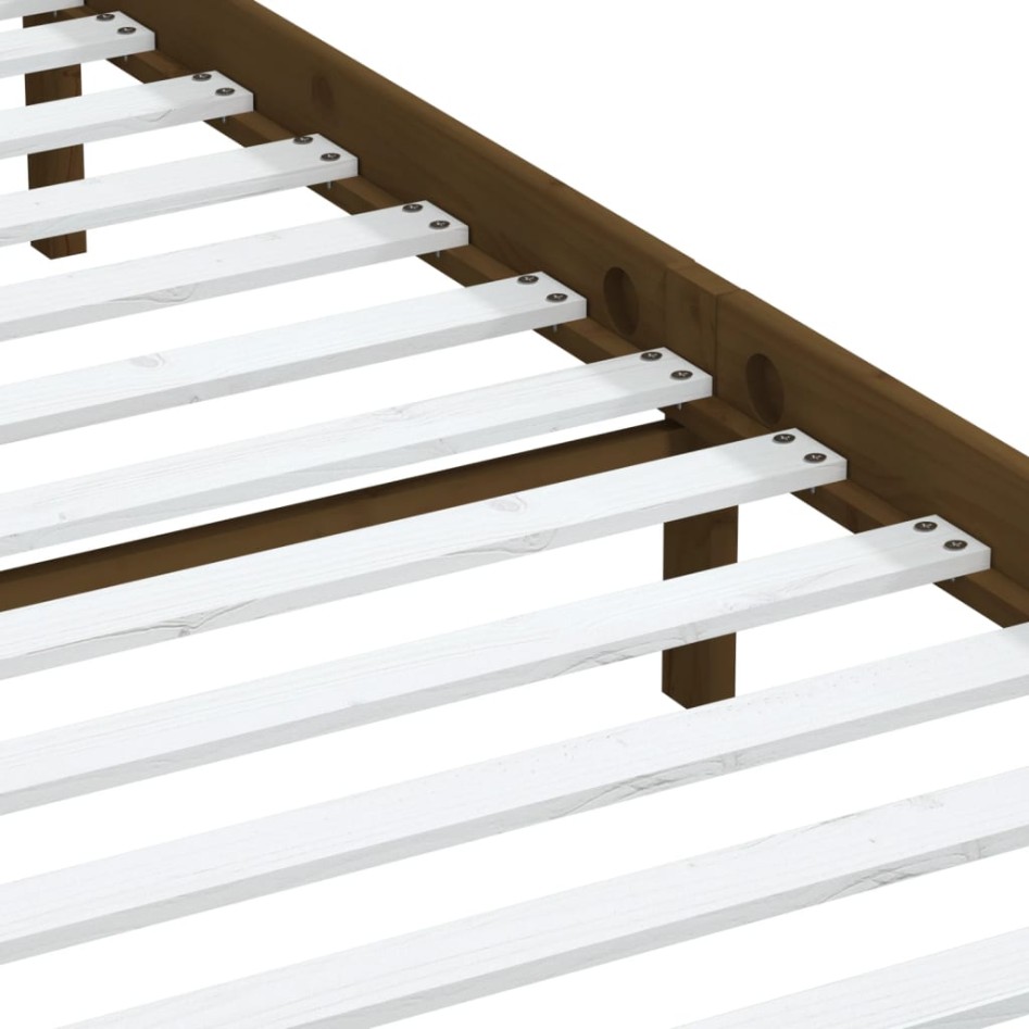 Estructura de cama madera maciza de pino marrón miel 200x200