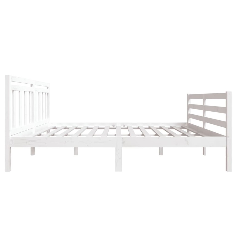 Estructura cama doble pequeña madera maciza blanco 120x190