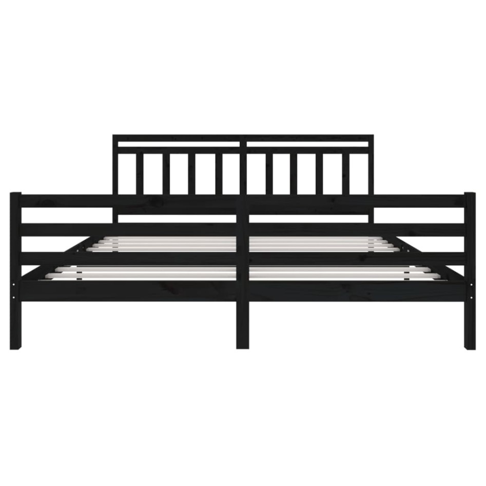 Estructura de cama de madera maciza negra 200x200