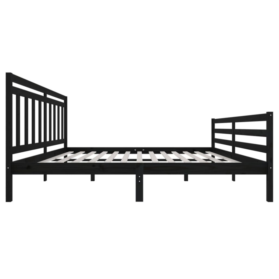Estructura de cama de madera maciza negra 200x200