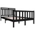 Estructura de cama de madera maciza negra 140x190
