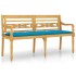 Banco Batavia madera maciza de teca con cojín azul claro 150