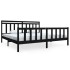 Estructura de cama de madera maciza negra 200x200