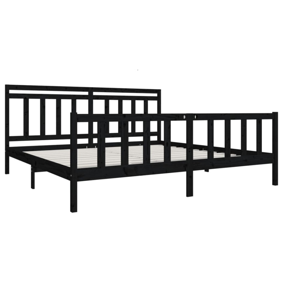 Estructura de cama de madera maciza negra 200x200