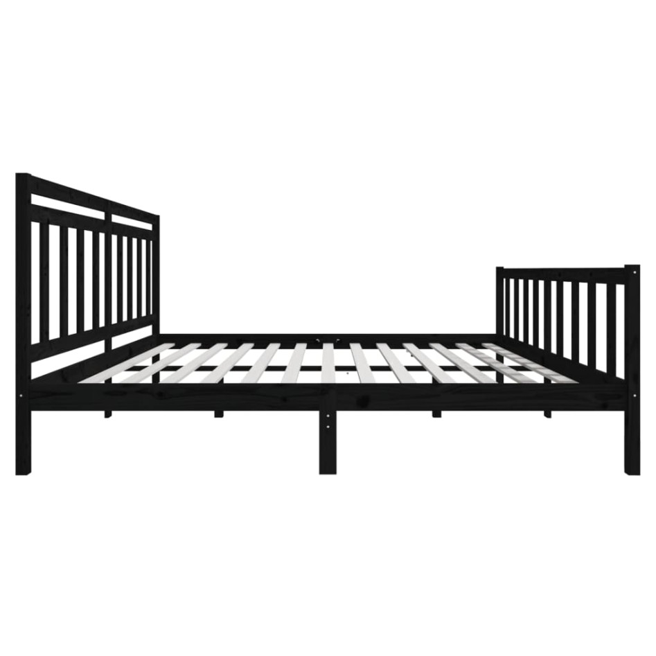 Estructura de cama de madera maciza negra 200x200