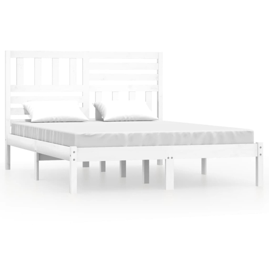 Estructura de cama de madera maciza de pino blanca 160x200