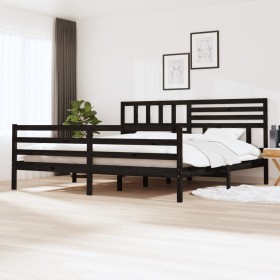Estructura de cama de madera maciza negro 200x200