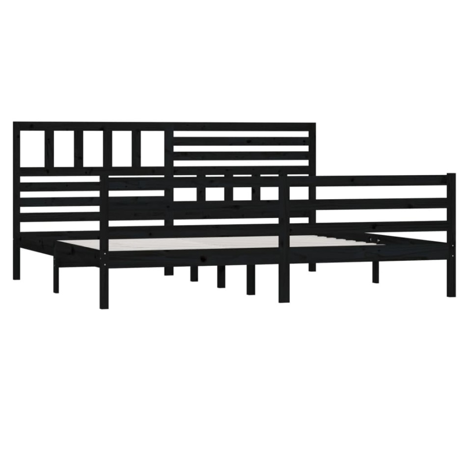 Estructura de cama de madera maciza negro 200x200