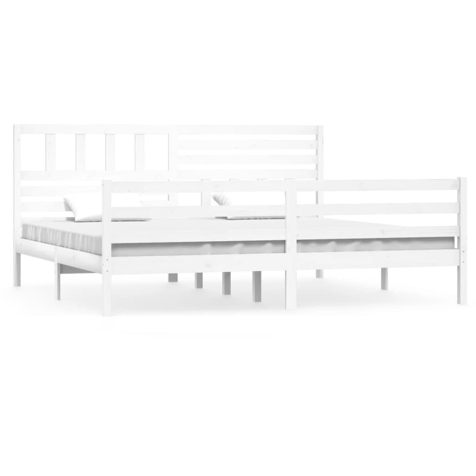 Estructura cama de madera maciza blanca super king 180x200