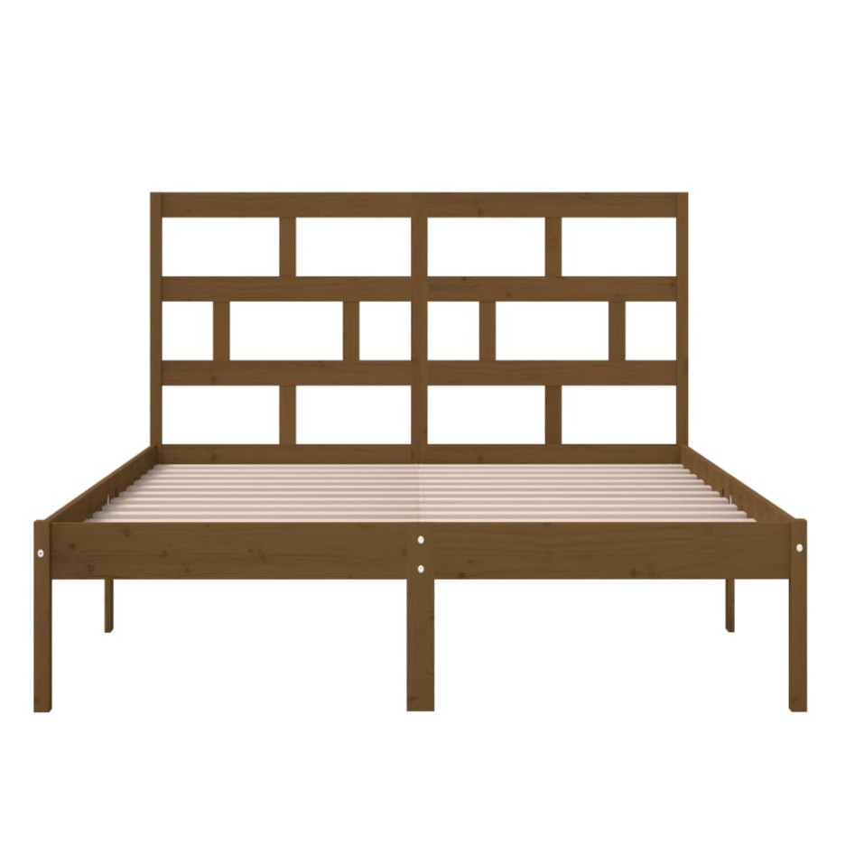 Estructura de cama madera maciza de pino marrón miel 120x200