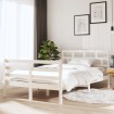 Estructura cama doble pequeña madera maciza blanco 120x190 cm