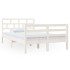 Estructura cama doble pequeña madera maciza blanco 120x190