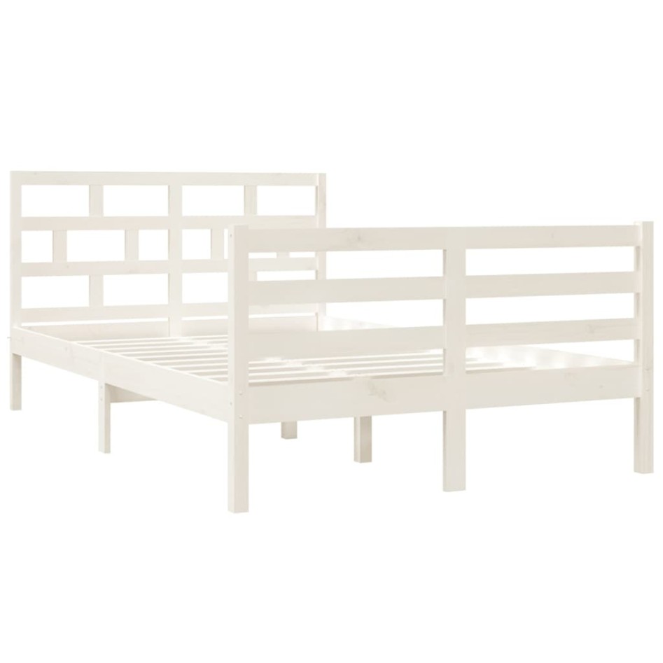 Estructura cama doble pequeña madera maciza blanco 120x190