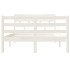 Estructura cama doble pequeña madera maciza blanco 120x190