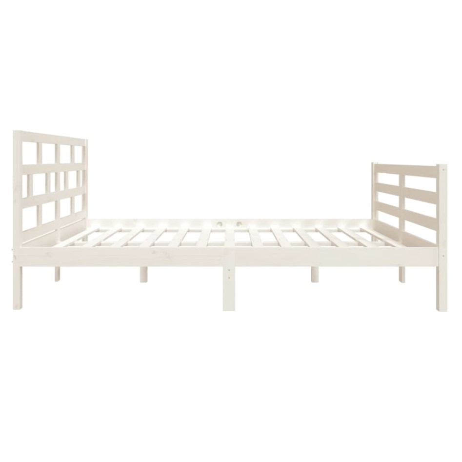 Estructura cama doble pequeña madera maciza blanco 120x190