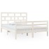Estructura de cama madera maciza blanca King Size 150x200