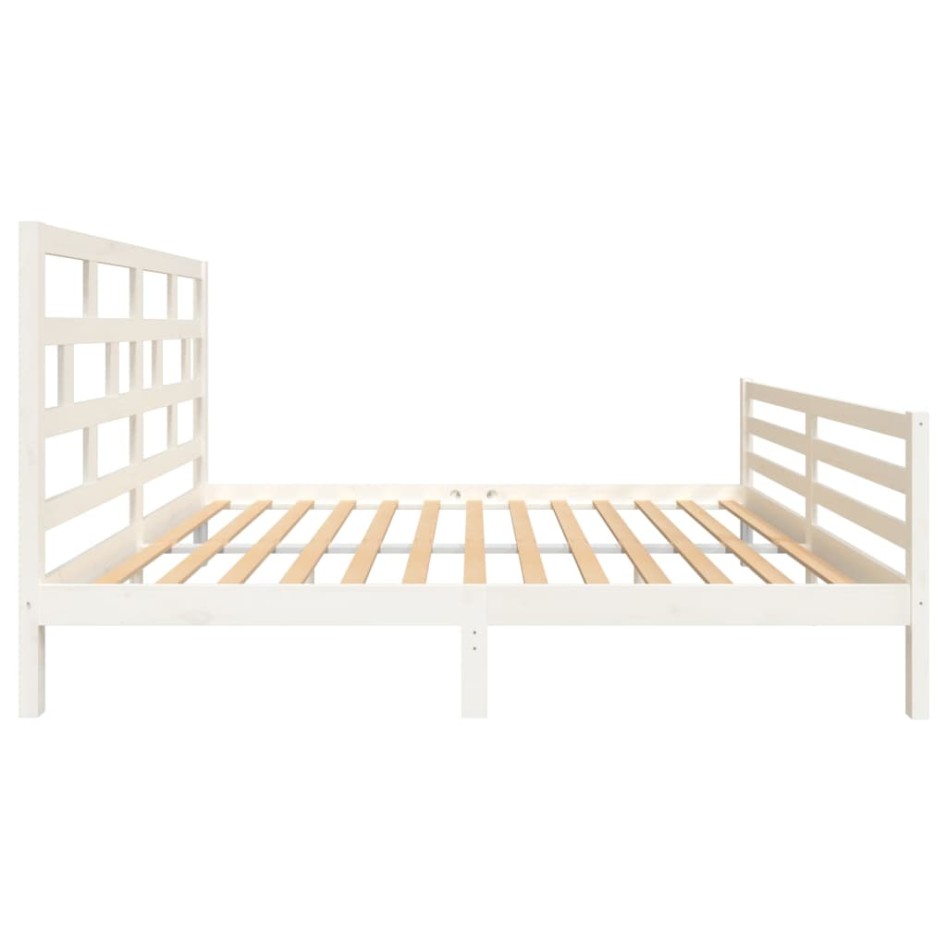 Estructura de cama madera maciza blanca King Size 150x200