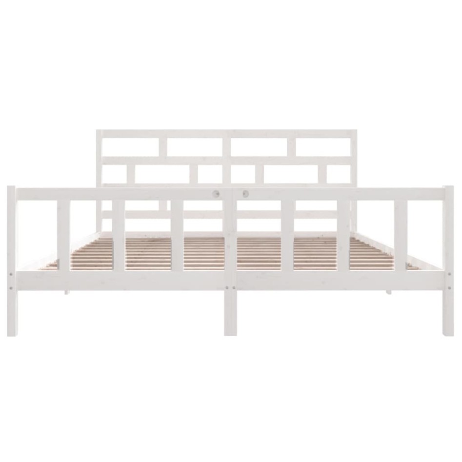 Estructura de cama madera maciza blanco Super King 180x200