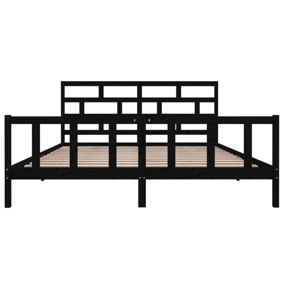 Estructura de cama de madera maciza de pino negro 200x200