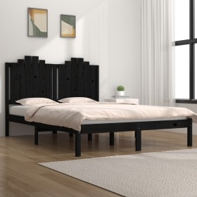 Estructura de cama de madera maciza de pino negra 140x200