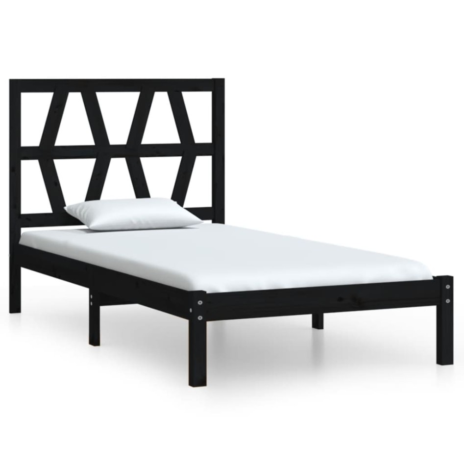 Estructura de cama madera maciza de pino negro 75x190